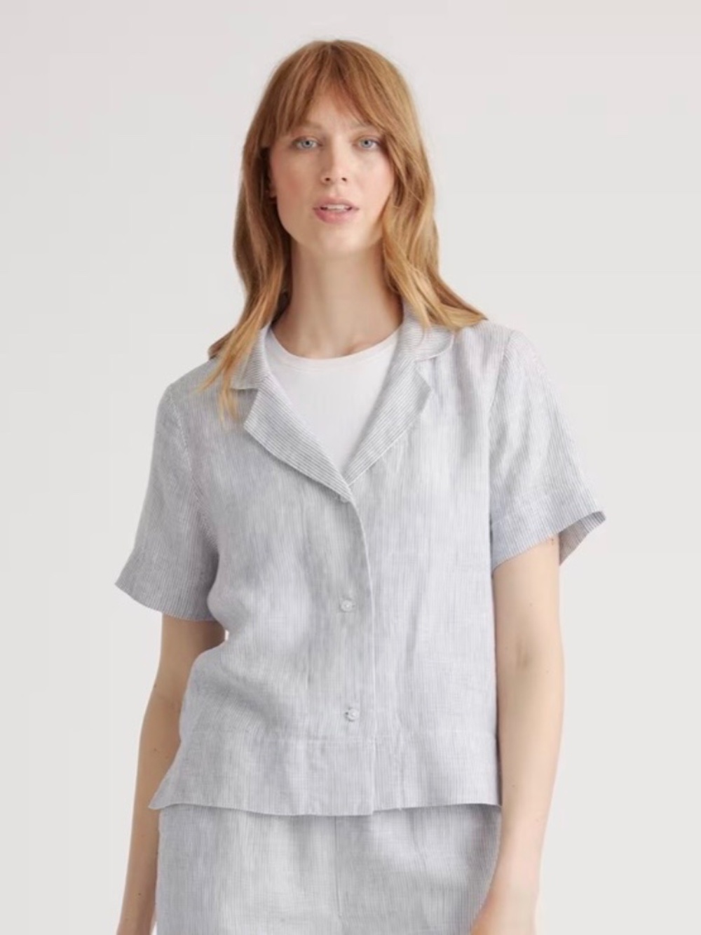 Quince 100% Linen Striped Boxy Button Down Shirt